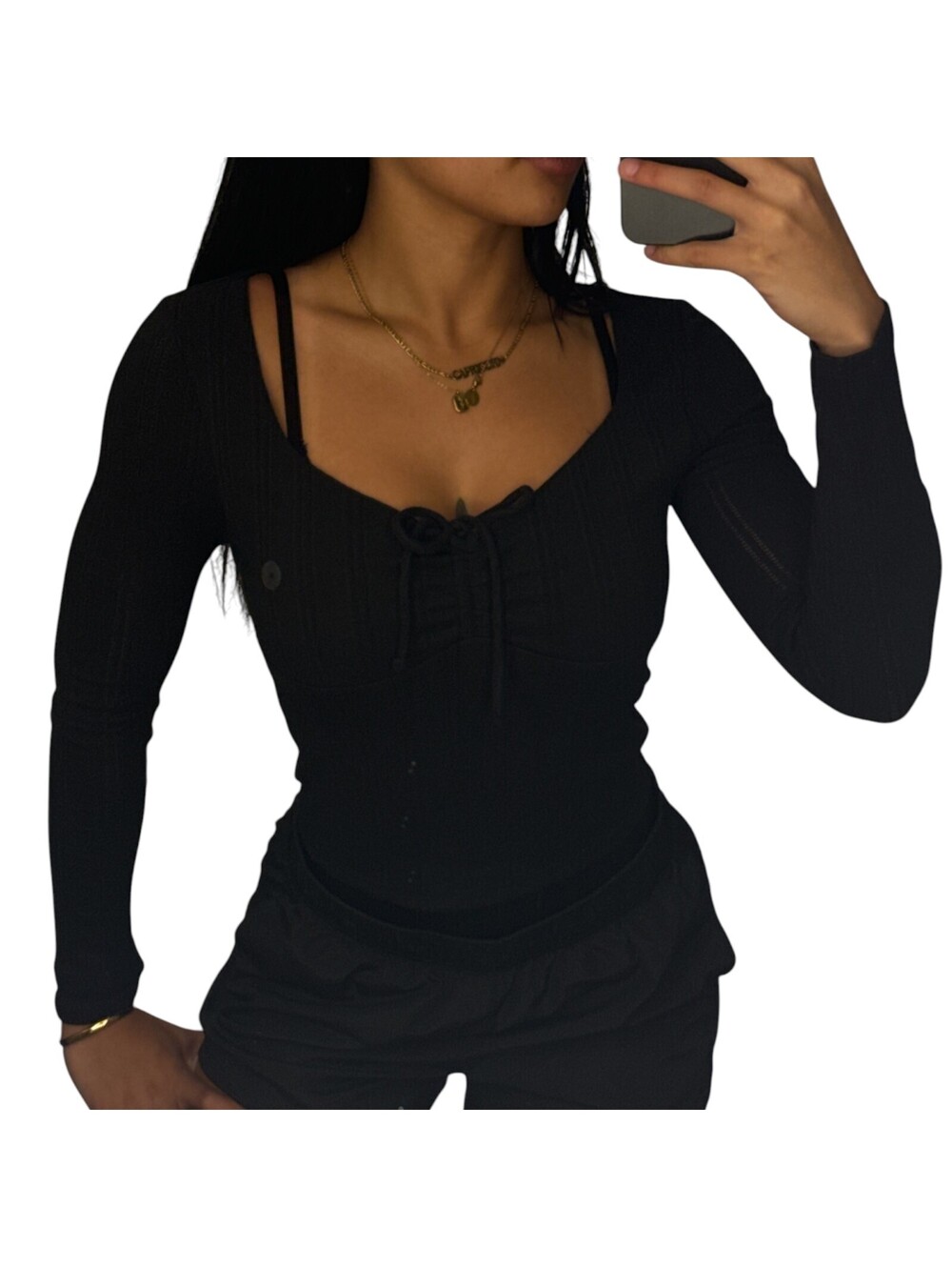Aeropostale Black Tie Front Crop Top NWT Size Medium